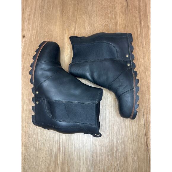 Sorel Women 7.5 Joan Of Arctic Boot Waterproof Black Chelsea Bootie Wedge Preppy - Picture 6 of 8